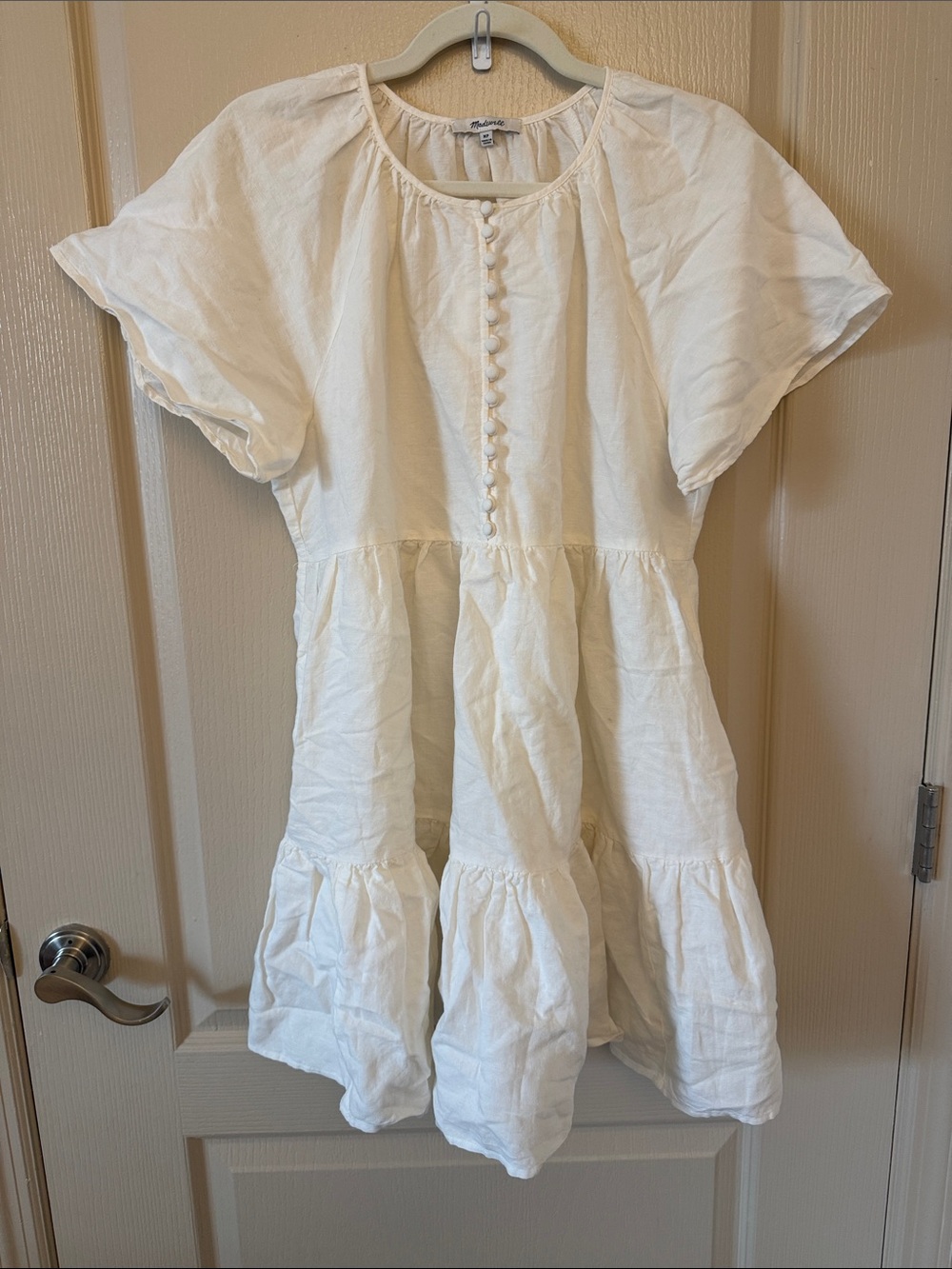 Madewell White Tiered Button-Front Girls Dress